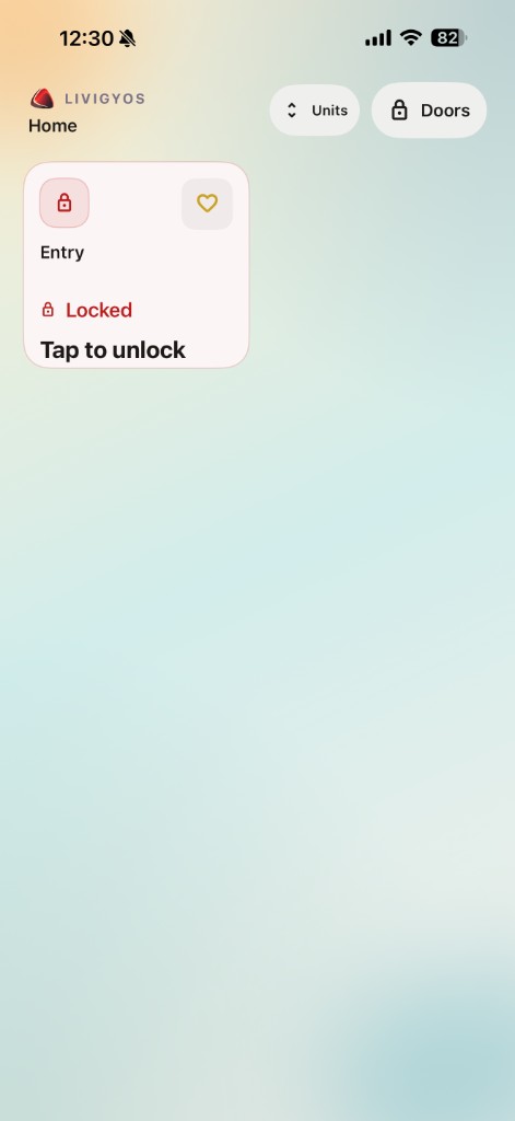 Livigy OS entry door lock showing locked status